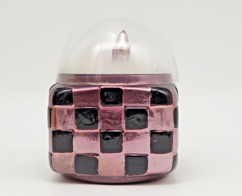 Antique Deco Germany blown glass powder box w/Puff and Cover 4''H